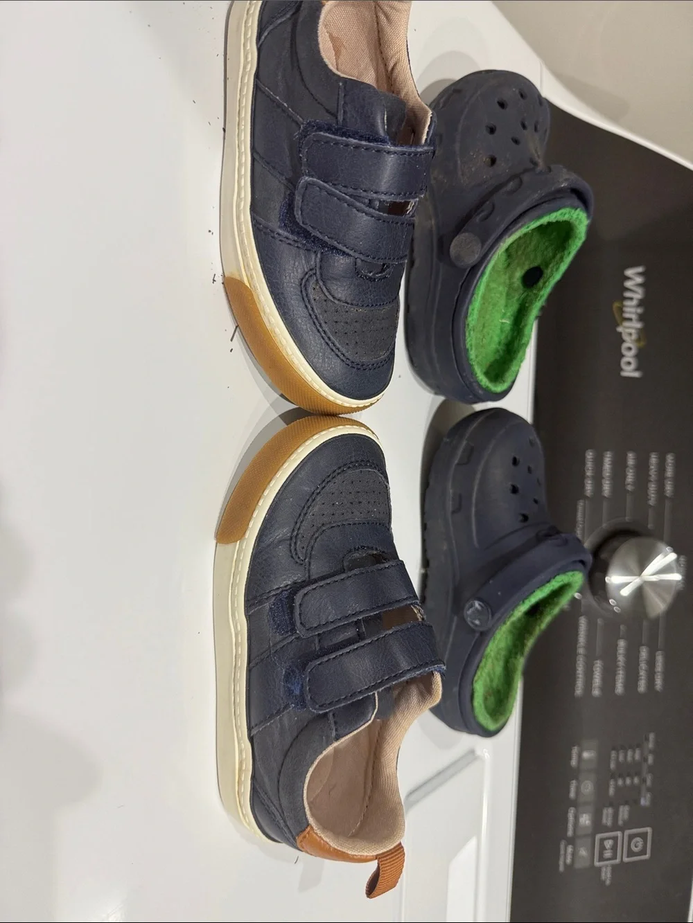 CROCS Navy Clog with Bright Green Liner - Kids
